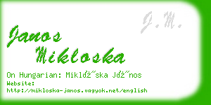 janos mikloska business card